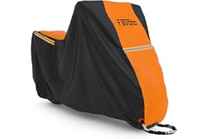 Favoto Motorcycle Cover Waterproof 96.5 inches Length All Season Universal Weather Sun Outdoor Protection Durable Night Reflector with Lock-Holes & Storage Bag Motorbike Vehicle Cover