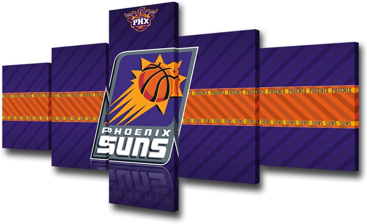 Paintings - TUMOVO Basketball Sports Pictures for Living Room Canvas Wall Art Phoenix Suns Logo Painting Modem Artwork for Wall Home Decor NBA Poster Prints Wooden Frame Ready to Hang - 50''Wx24''H