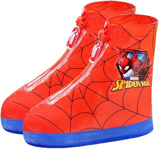 Amazon シューズカバー 防水 靴カバー キッズ レインカバー レインブーツ 雨 レイン 雪 泥避け 滑り止め 梅雨 折りたたみ ファスナー 反射ストリップ付き 軽量 自転車 通園通学 スパイダーマン アナと雪の女王 シューズカバー