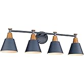 FEMILA 4-Light Bathroom Light Fixtures, Farmhouse Modern Vanity Lights Wall Lamp with Hammered Metal Shade Finish, Dark Blue,
