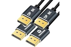 Thsucords 10FT DisplayPort 2Pack, Ultra Slim & Thin 8K 4K DP Cable Support 8K@60Hz, 4K@144Hz for Laptop, PC, Monitor