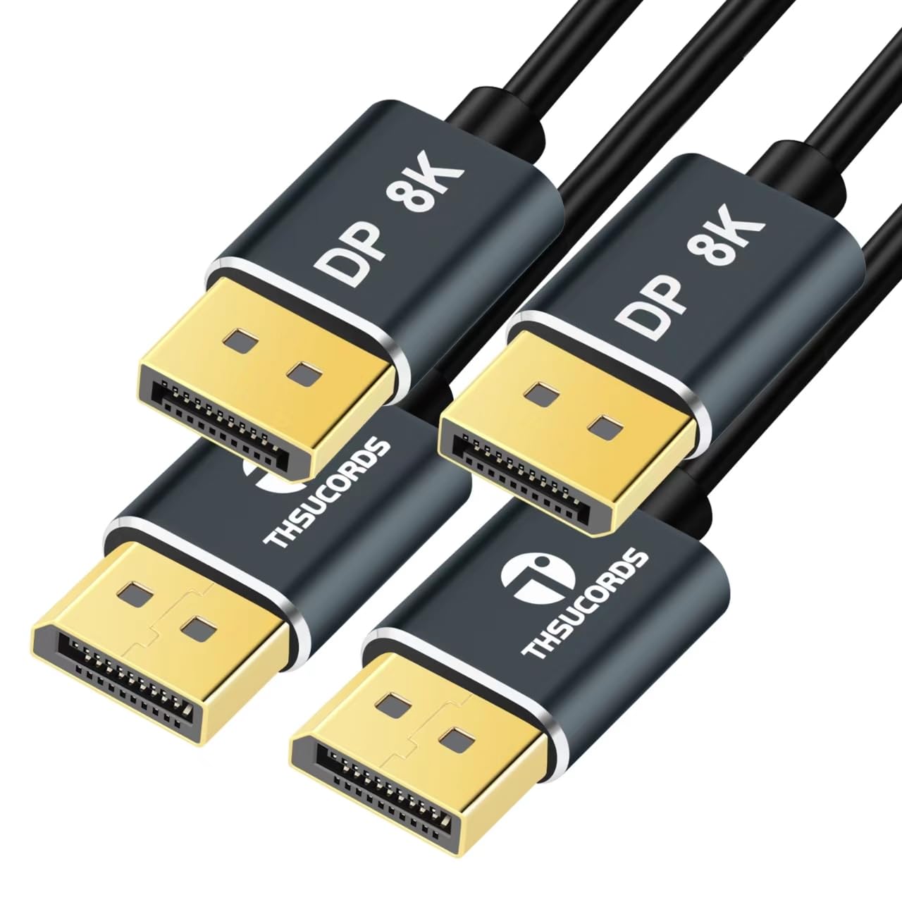 Thsucords DisplayPort Cable 3M 2Pack, Certified Ultra Slim 8K 4K DP to DP 1.4 Cable,Flexible Thin Display Port Cable Support 8K@60Hz, 4K@120Hz 32.4Gbps for Laptop/TV/PC/Monitor