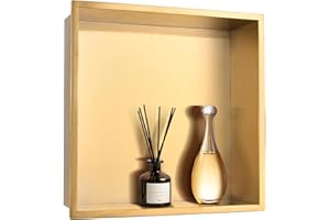 NEWRAIN Shower Niche Stainless Steel Bathroom Niche NO Tile Neededs 12''X12'', Recessed Wall Shelves, Brushed Gold Shower Shelf Insert