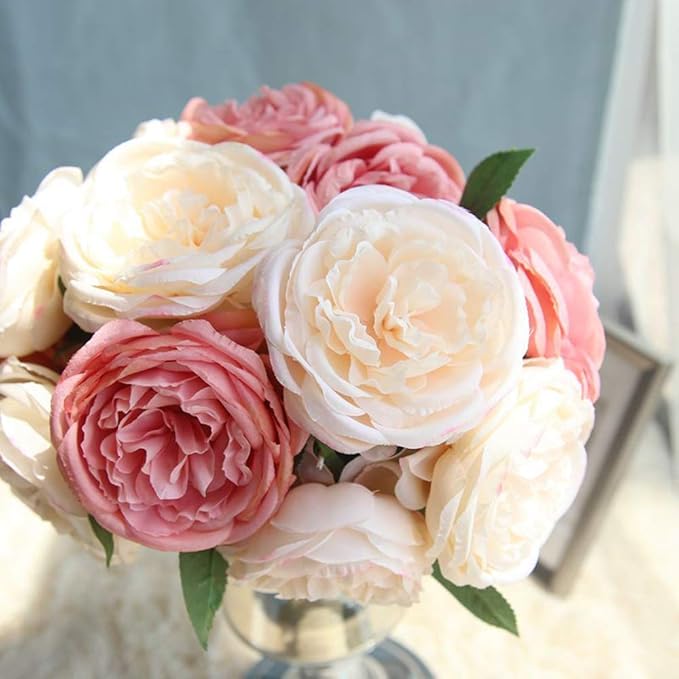 Maison Bouquet Rose Pivoine X 13 Fleurs Artificielles