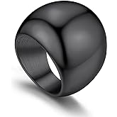 GOLDCHIC JEWELRY Chunky Dome Ring for Women, Stainless Steel Bold Stacking Croissant Statement Ring For Men (Size 7-12, Custom)