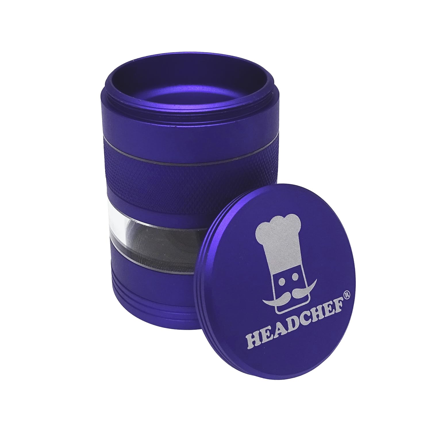 Headchef Vision 5 Piece Metal Herb Spices 55mm Grinder with Extra Storage, Super Sharp Teeth, Sifter and Magnetic Top (Aurora Purple)