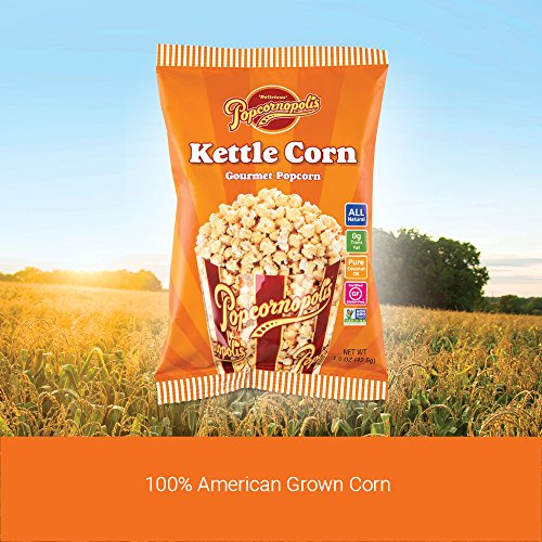 Popcornopolis Gourmet Kettle Corn Popcorn, 20 Pack, Popped Popcorn 1.5