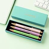 Luxeviss 3 Pcs Teacher Pens - Inspirational Nice Cute Fancy Pen Set for Women Coworkers Appreciation Office Supplies Black Ink