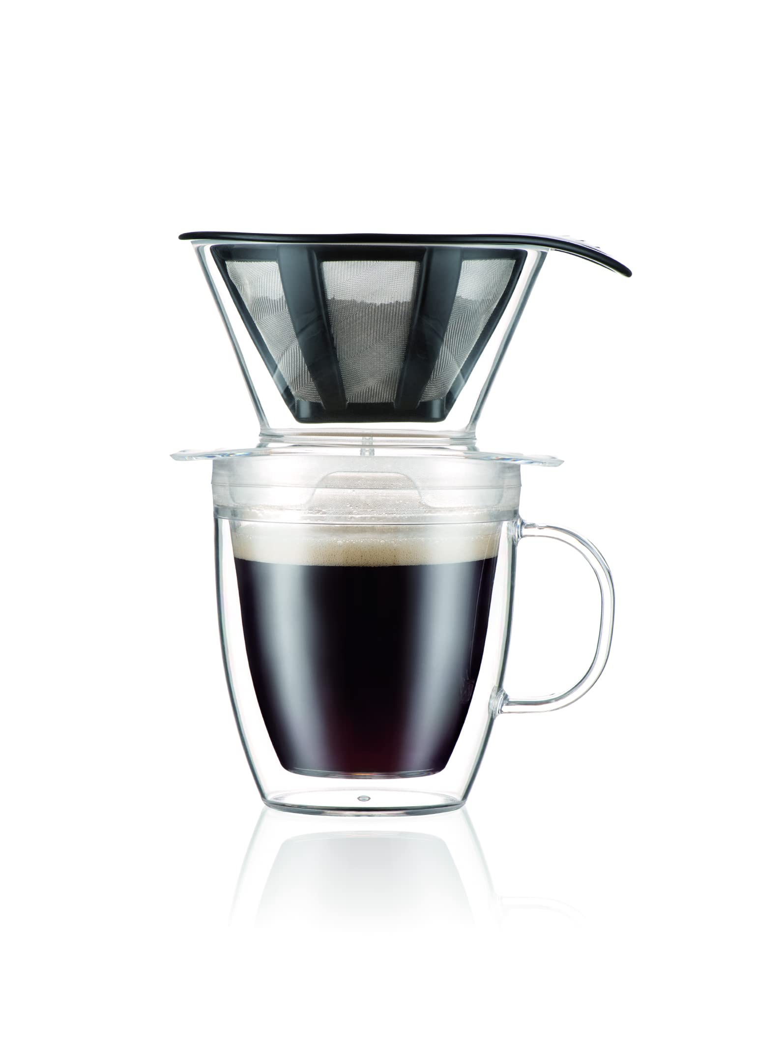 K11872-10SA Pour Over Individual Coffee Filter and Insulated Mug Set Double-Walled Plastic 35 cl