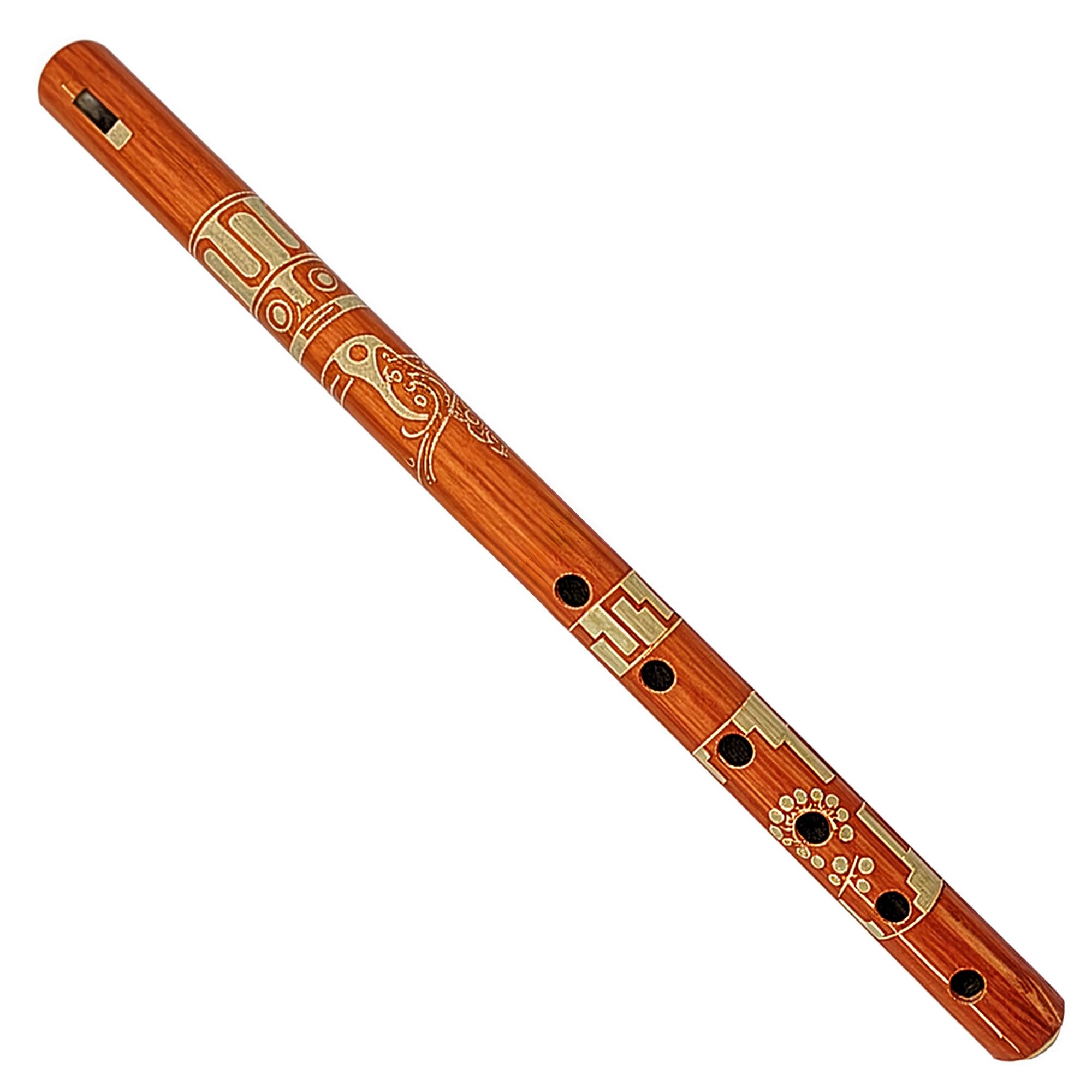 Photo 1 of Mia Jewel Shop - Handmade Colored Bamboo Wooden Flute | Tribal Nature Pattern | Native Recorder for Beginners, Meditation & Music Lovers (Orange)