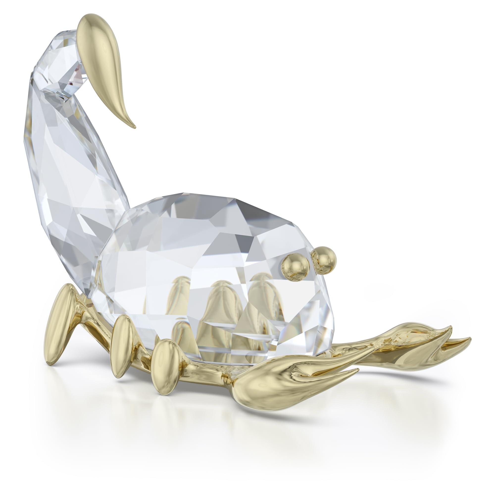 Swarovski Zodiac Scorpio Figurine, Clear Faceted Crystal and Engraved Gold-Tone Metal, Part of the Zodiac Collection