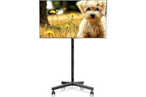 XINLEI Mobile TV Stand with Wheels for Most 21-60 Inch Flat/Curved Screens TVs, Height Adjustable Rolling TV Cart, up to 77 lbs, Max VESA 400x400, ML55SE