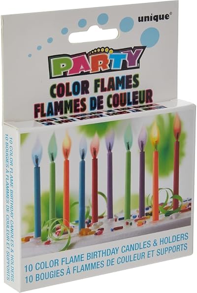 Unique Party 10 Colour Flame Birthday Candles Holders 7cm Assorted Cake Decor