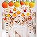 Supla 23 Pack Fall Decorations Hanging Honeycomb Paper Tissue Pumpkins Hanging Pumpkin Paper Lanterns Fall Hanging Swirl Maple Leaf Paper Garland for Thanksgiving Halloween Shower Birthday Party Decor