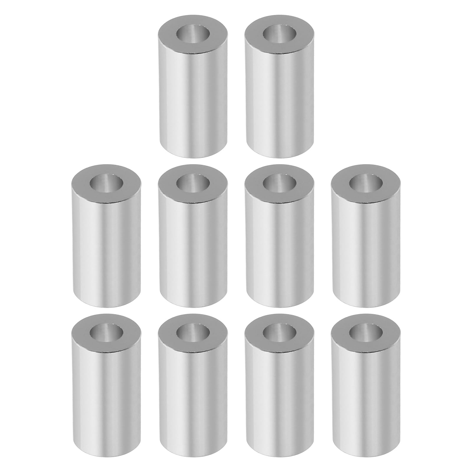 PATIKIL M6 Aluminum Spacers, 10 Pcs Metal Spacer Aluminum M6 X1/2"OD X1"L Aluminum Spacer Screw Standoff Round for 1/4" or M6 Screw Bolts, Silvery