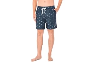 Nautica Mens Quick Dry All Over Classic Anchor Print Swim Trunk