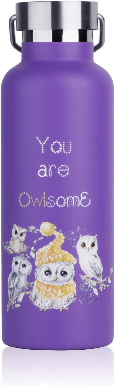 NUIZEAL Insulated Stainless Steel Water Bottle Unicorn Llama Sloth Owl Gifts 21 Oz