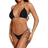 Dadress Women's Halter Bikini Sets Spaghetti Strap Swimsuit Sliding Triangle Bathing Suit 2 Piece Sexy Bikinis