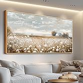 ERQINHUA Large Wall Decor Canvas Painting Wall Art For Living Room Decor White Flowers Landscape Painting Wood Frame DecorPrint Artwork For Dining Room Bedroom Bathroom Kitchen Home Decor 24x48 In
