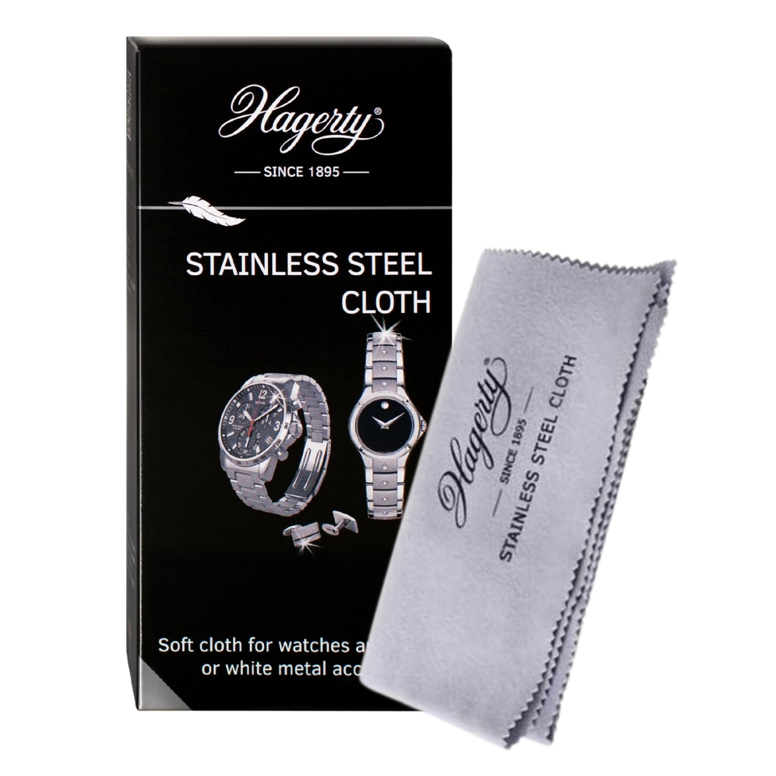 Hagerty Stainless Steel cleaning cloth 36 x 30 cm I Impregnated 100% cotton watch polishing cloth I Stainless steel care cloth for watches jewellery and accessories stainless steel metal