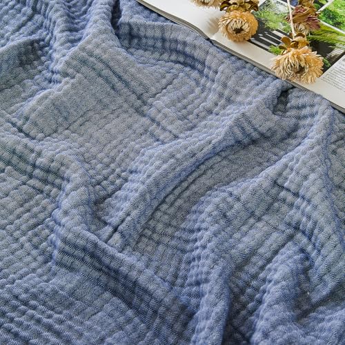 EMME Musselin Decke 230x230 Baumwolle Oeko-TEX Melange Navy Kuscheldecke
