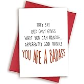 HEALSLA Funny Get Well Card for Bestie Friend, Get Well Soon Gifts for Woman, Humorous Encouragement Cards, Cancer Card, God Only Gives What You Can Handle