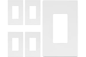 LIDER Matte Finish Decorator Switch Cover, Screwless Wall Plate, Mid-Size 1-Gang 4.88" x 3.11", Unbreakable Polycarbonate Thermoplastic, UL Listed, LSWP-31M-W5P, White, 5 Pack