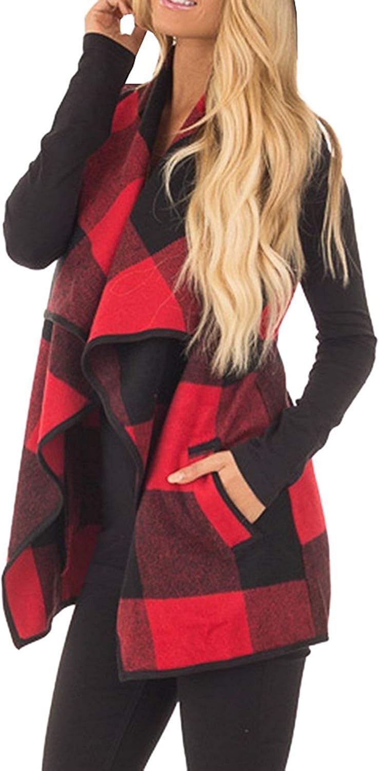 womens plaid vest cardigan