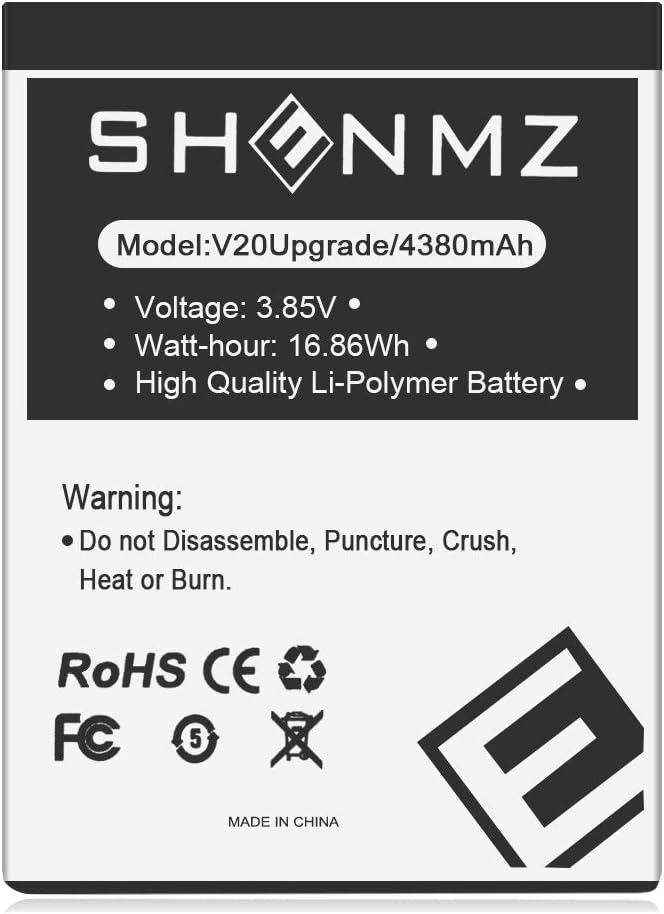 LG V20 Battery, SHENMZ [4380mAh] Upgraded Replacement Battery for LG BL-44E1F, LG V20 Extended Battery for LG H910 H918 V995 LS997 Phone /V20 BL-44E1F | LG V20 Spare Battery [18 Months Warranty]: Home Audio & Theater