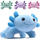 DYBFONO Axolotl Plush Toy, 10.8” Soft Cute Axolotl Stuffed Cotton Plush Pillow Kawaii Salamander Animal for Boys Girls Kids Gift (Blue)