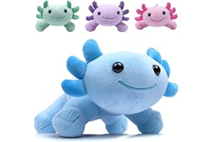 DYBFONO Axolotl Plush Toy, 10.8” Soft Cute Axolotl Stuffed Cotton Plush Pillow Kawaii Salamander Animal for Boys Girls Kids Gift (Blue)