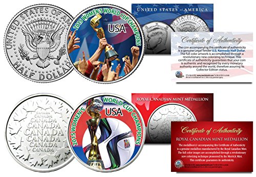 USA WOMEN'S 2015 CANADA WORLD CUP CHAMPIONS Soccer 2-Coin Set - RARE TEST ISSUE