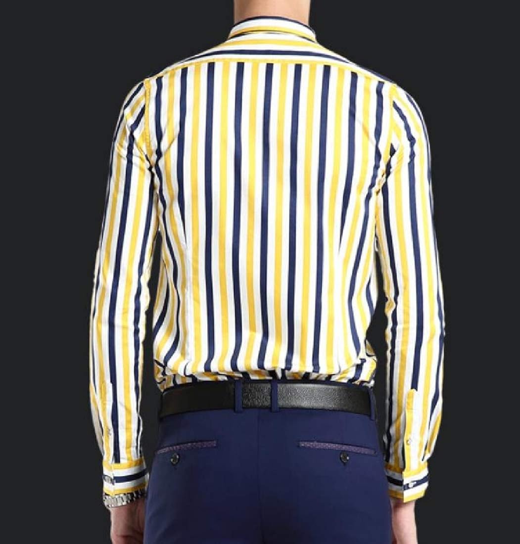 YUNY Mens Vogue Cotton Slim Fit Stripes 