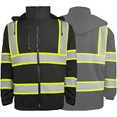 LOVPOSNTY Hi Vis Safety Jacket for Men, Waterproof Reflective Jacket | Construction Softshell Jacket for Late Autumn Early Spring Winter