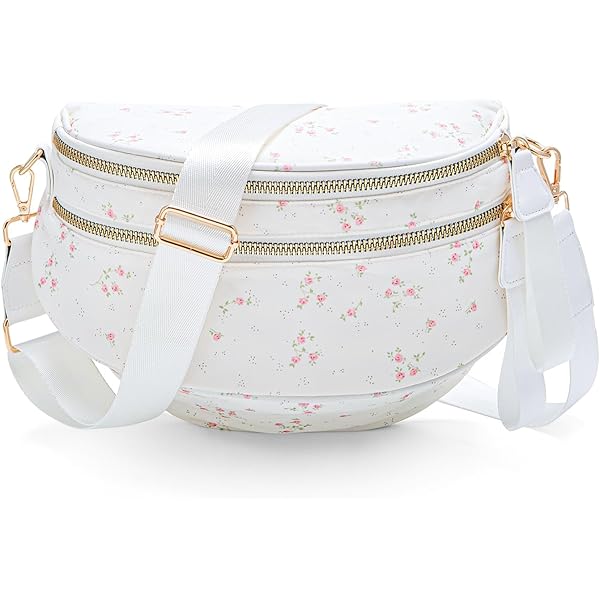 MEISEY Polka Dots Crossbody Bag For Women - Waterproof Nylon Fanny Pack With Adjustable Strap, Ice Blue