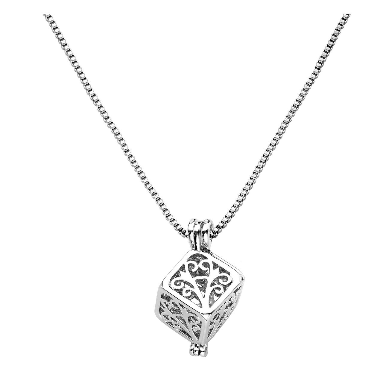 JOVIVI Schmuck Damen Engelsrufer Anhänger Medaillon Kette Hollow Blumen Quadra Käfig Locket Anhänger mit 20\
