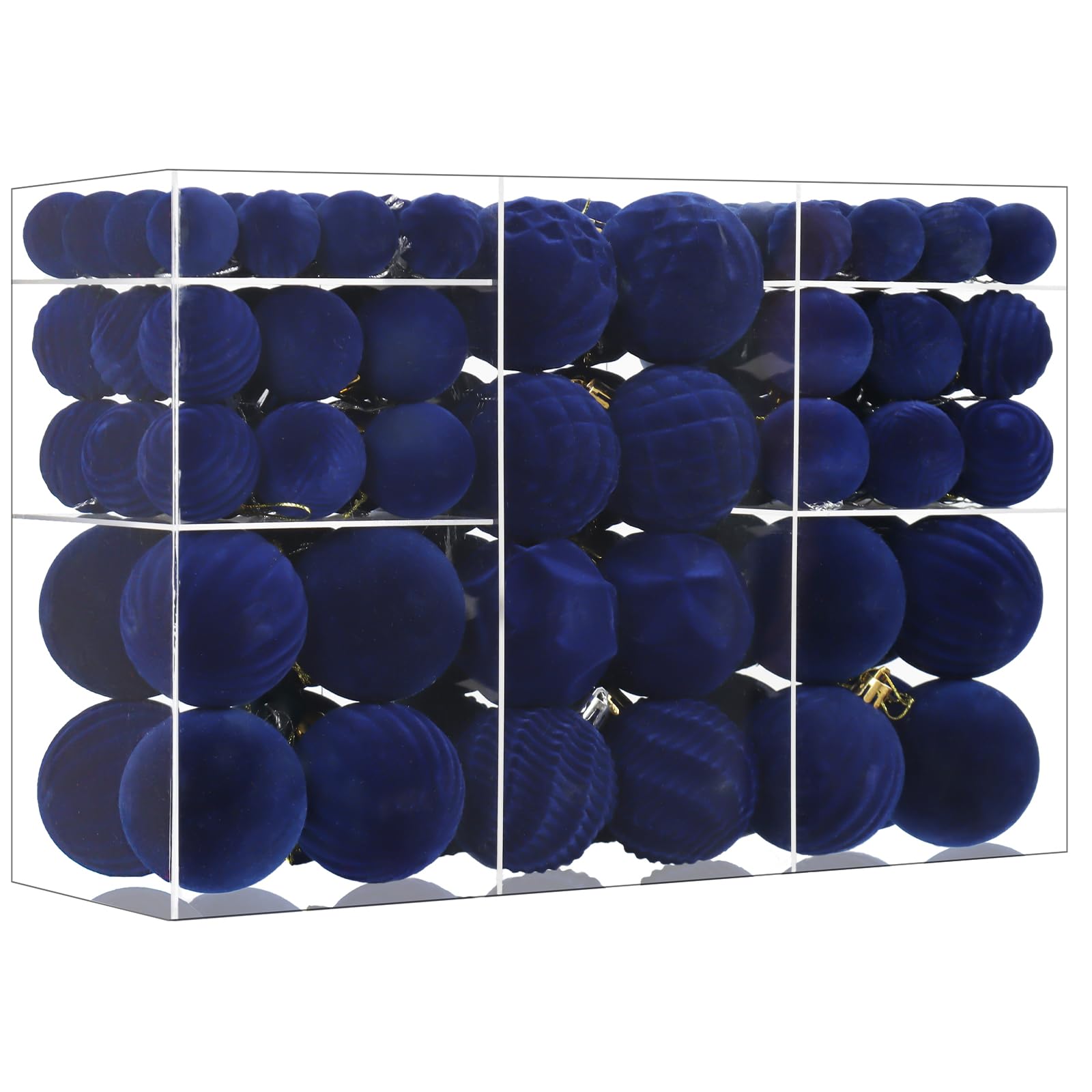 Photo 1 of 100 Pcs Christmas Velvet Balls Set, Christmas Balls Decorations, Flocked Hanging Ornaments for Xmas Tree Wedding Anniversary Party (Blue)