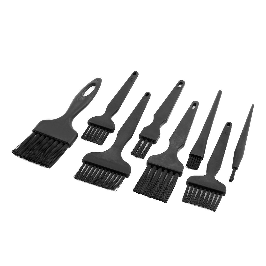sourcingmap 8Pcs Black Plastic Handle Conductive Ground ESD Anti Static Brush Set