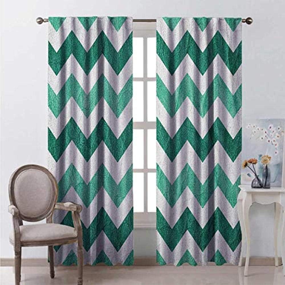 chinawh Cortinas Para Niños Verde Rayas Geométrico 150X166Cm