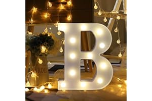 AMZURE LED Marquee Letter Lights Sign 26 Alphabet Light Up Letters Sign for Night Light Wedding Birthday Party Battery Powered Christmas Lamp Home Bar Decoration (B)