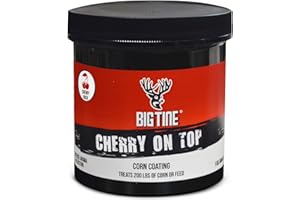 Big Tine Deer Corn Coating, Cherry On Top Flavor, 16 oz Container, Great Addition to Wildlife Feed, Long Lasting Scent, Packed with Vitamins and Minerals