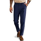 PJ PAUL JONES Mens Dress Pants Vintage Pleated Tapered Trousers Extended Waist Dress Pant Casual Slacks