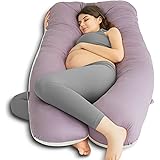 QUEEN ROSE Cooling Air Flow Pregnancy Pillow -Maternity Body Pillow U Shaped,Support Back/Neck/Head with Satin& Cotton Cover,