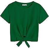 Arshiner Girls Short Sleeve Shirts Tie Knot Front Tops T Shirts for Kids Crewneck Cute Casual Tie Dye Tee Blouse