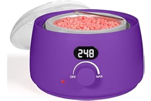 BESTIENOLY Digital Wax Warmer for Hair Removal : LCD Professional Waxing Pot Hard Wax Heater for Waxing - 14 oz Melt Wax Pot and Transparent Lid(Purple)