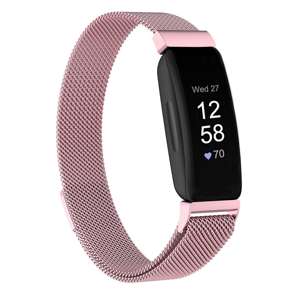 Moydolo Women Men Stainless Steel Metal Mesh Replacement Wristband Compatible with Fitbit Inspire Strap/Fitbit Inspire HR Strap/Fitbit Inspire 2 Strap/Fitbit Ace 2 Band