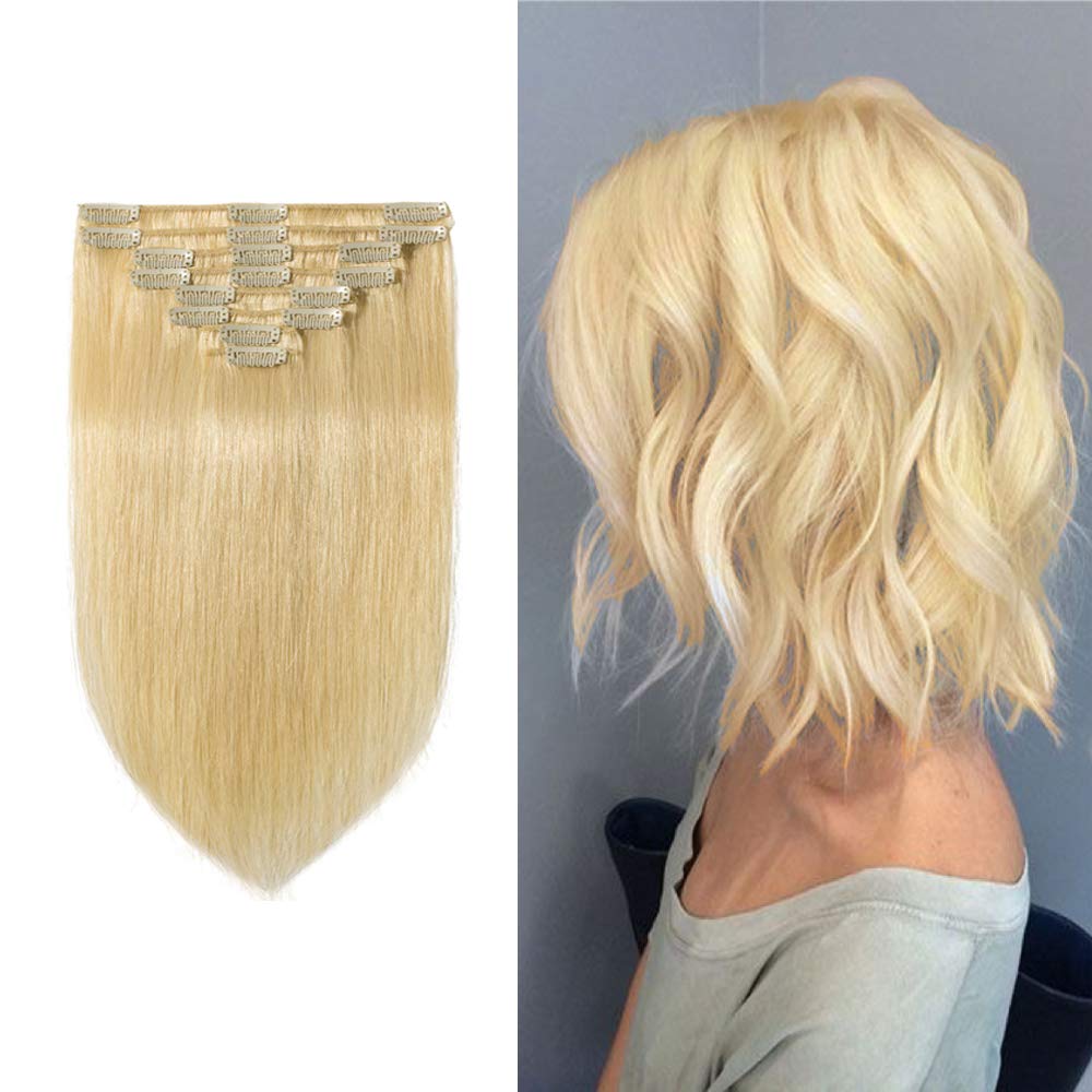Blonde clip on hair pieces 7 full Blonde clip on hair pieces 7 full