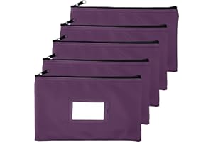 Money Bank Deposit Bag with Zipper | 11x6 inch | Purple | Durable Leatherette Money Cash Coin Check Wallet Pouch for Men & Women with Framed ID Window and Blank Card | by GIDABRAND (5)