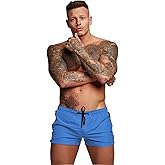 Mens Swim Trunks Quick Dry Swimwear Zipper Pockets, Swim Shorts with Mesh Lining