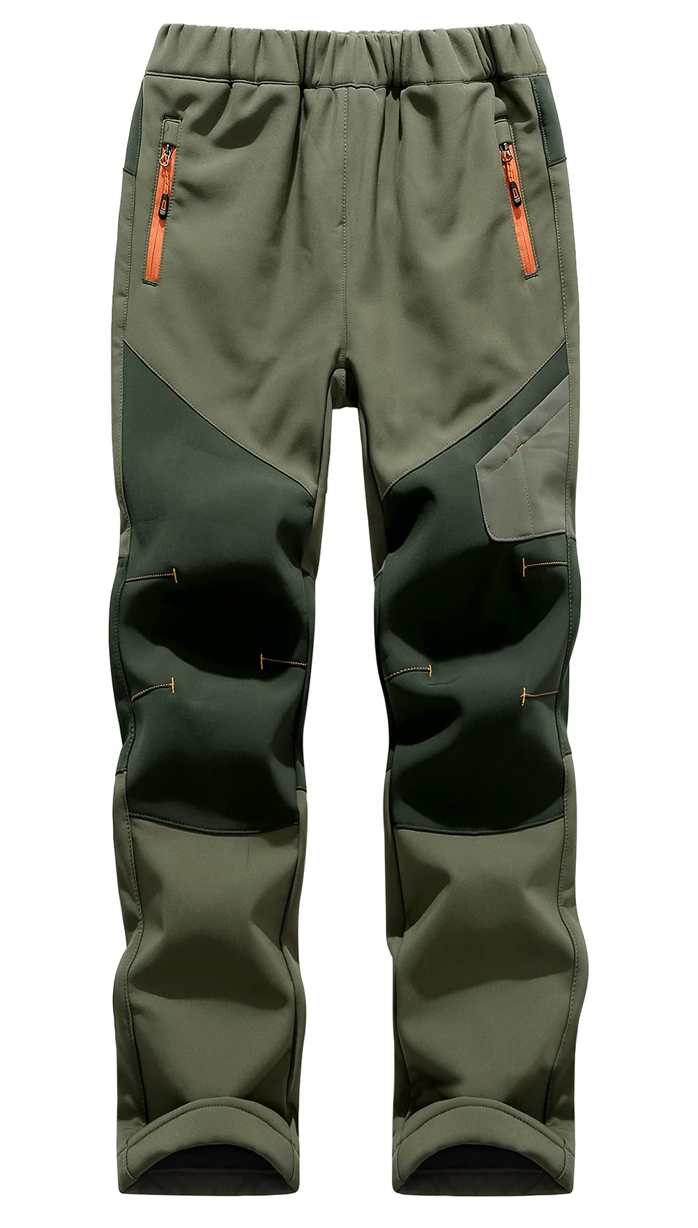 Happy Cherry Kid’s Softshell Polar Fleece Waterproof Trousers for Outdoor Ski Snow Hiking Camping Light Olive Green 6-7 Years